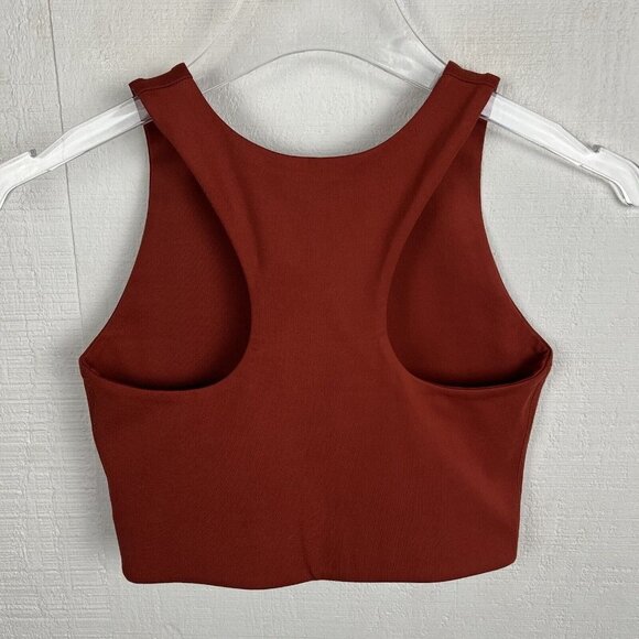 GIrlfriend Collective Dylan Tank Bra XS Women Wine Red Crop Sleeveless High Neck - Picture 4 of 6